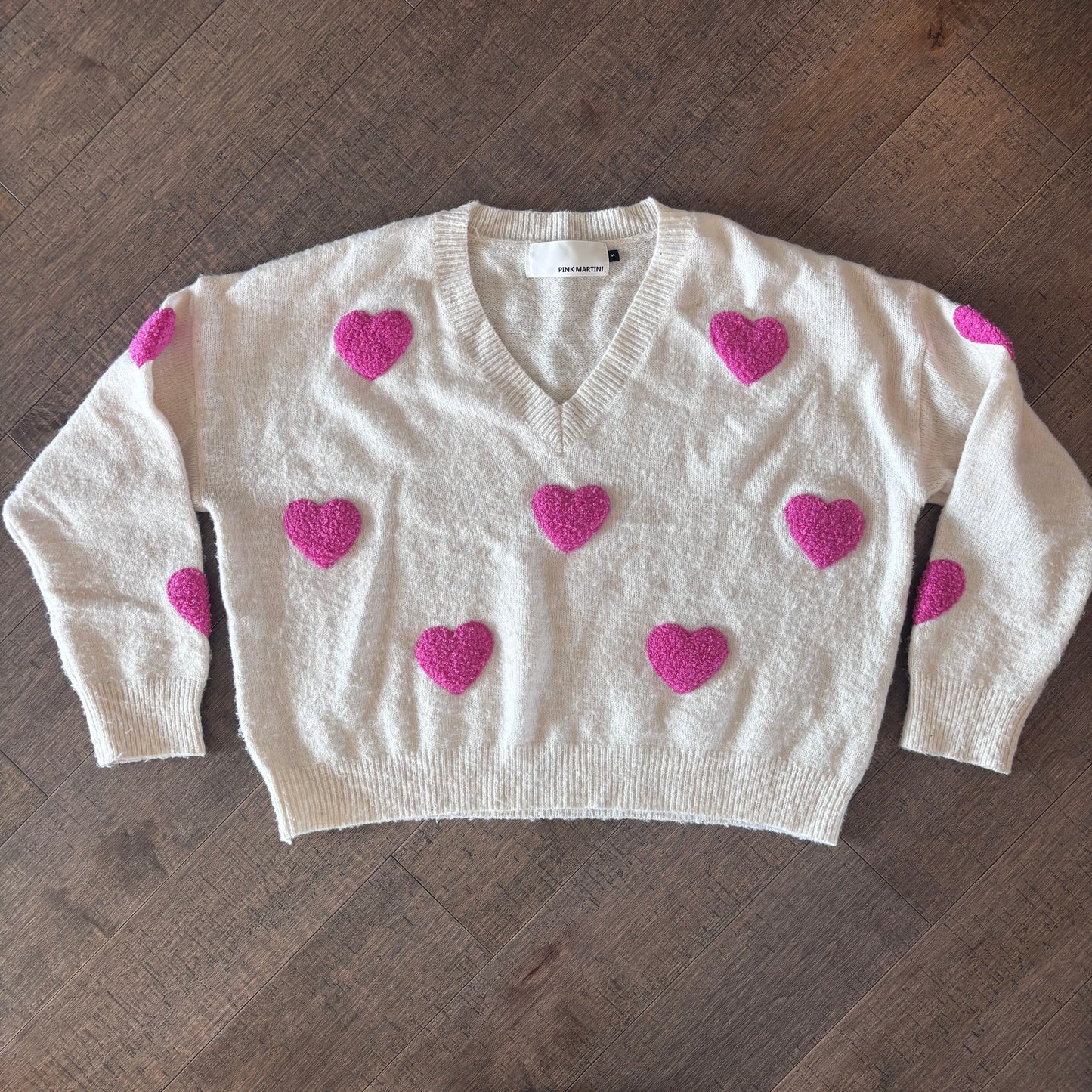 Pink Martini Espera Sweater Off White/Pink | Sz Small (AG1)