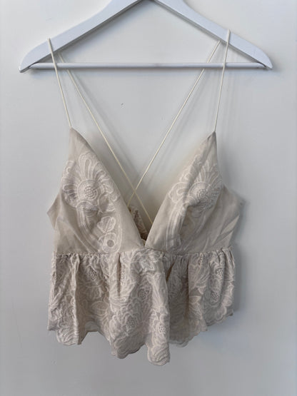 H&M Embroidered Peplum Tank | Sz Large