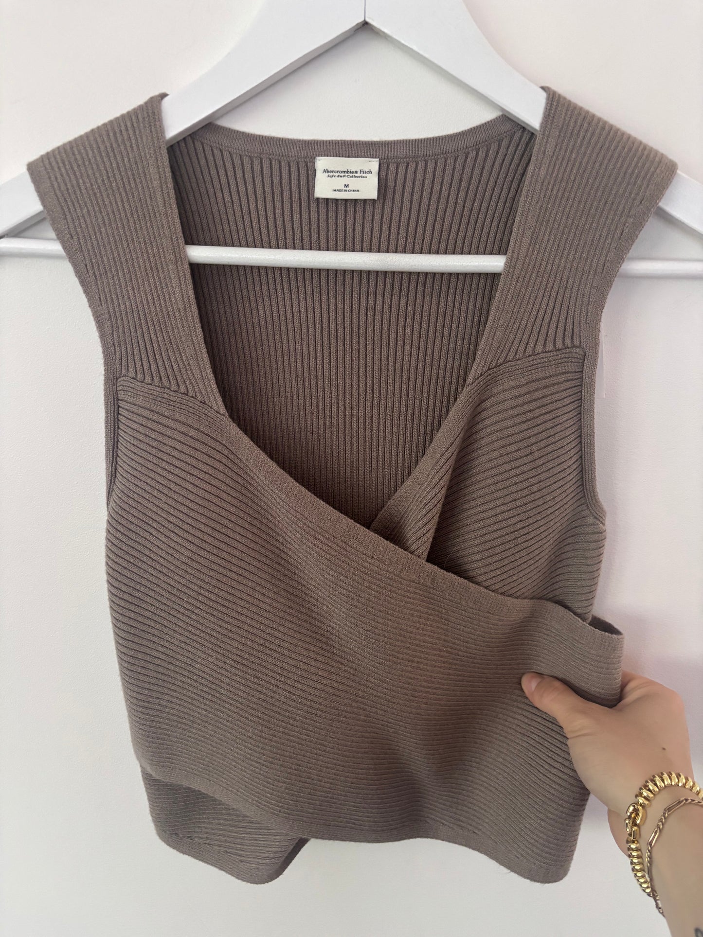 A&F Knit Crossover Top in Brown NWT | Sz Medium
