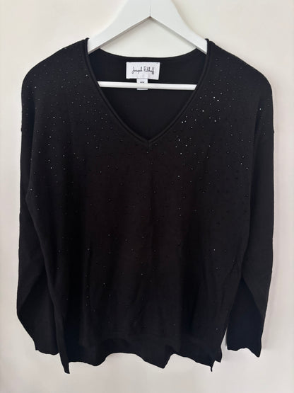 Joseph Ribkoff Soft V-neck Studded Sweater | Sz Medium (oversized)