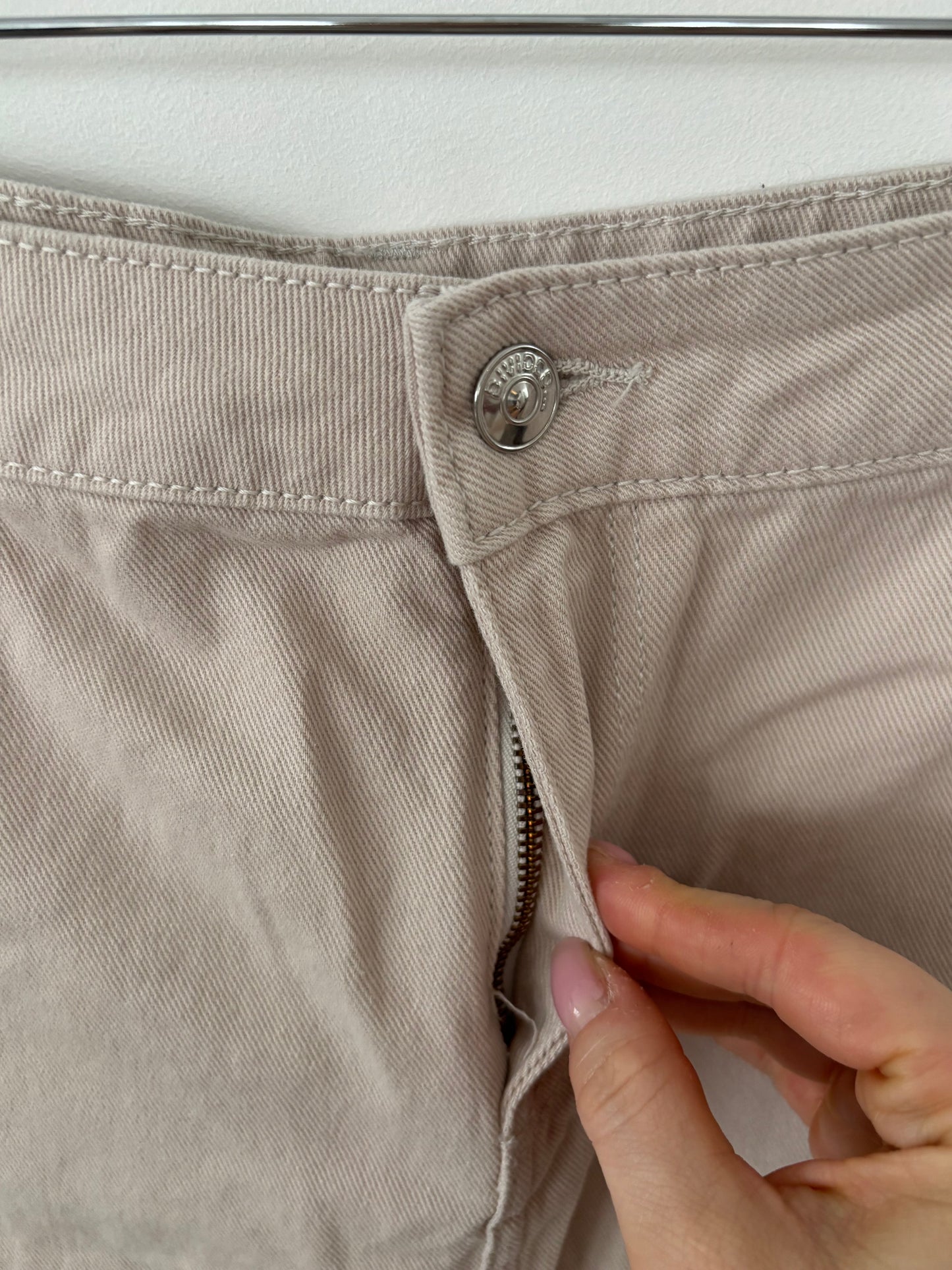 H&M Light Tan Denim Midi Skirt | Sz 14 or 32 (F81N19)