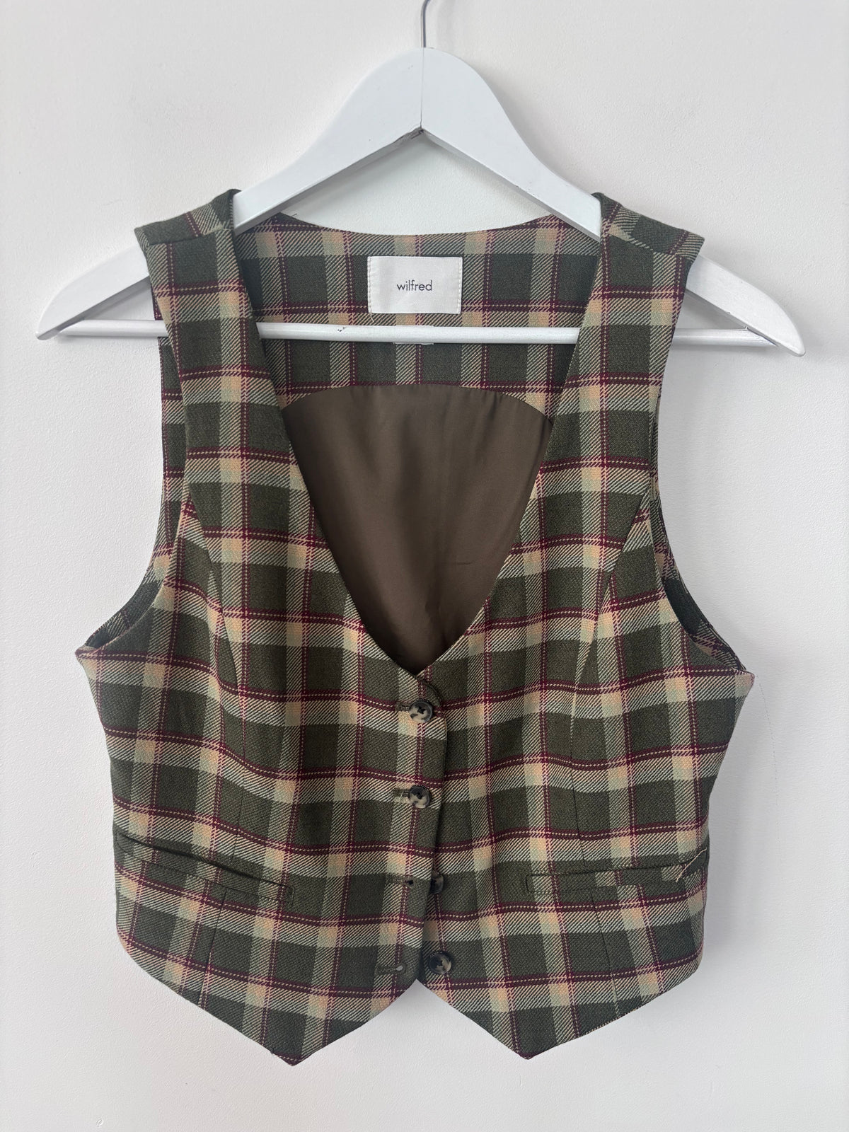Wilfred Desire Twill Suit Vest in Plaid | Sz 8 (Medium)