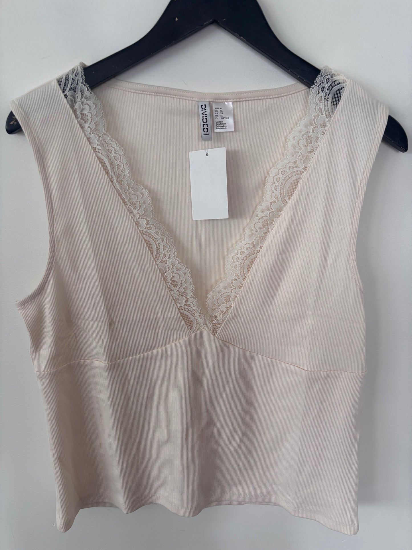H&M Cream Lace-Trimmed Tank Top | Sz XL
