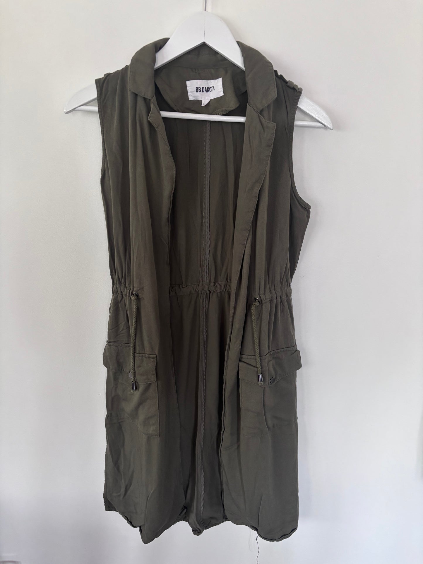 BB Dakota Green Trench Longline Vest | Sz XS (oversized)