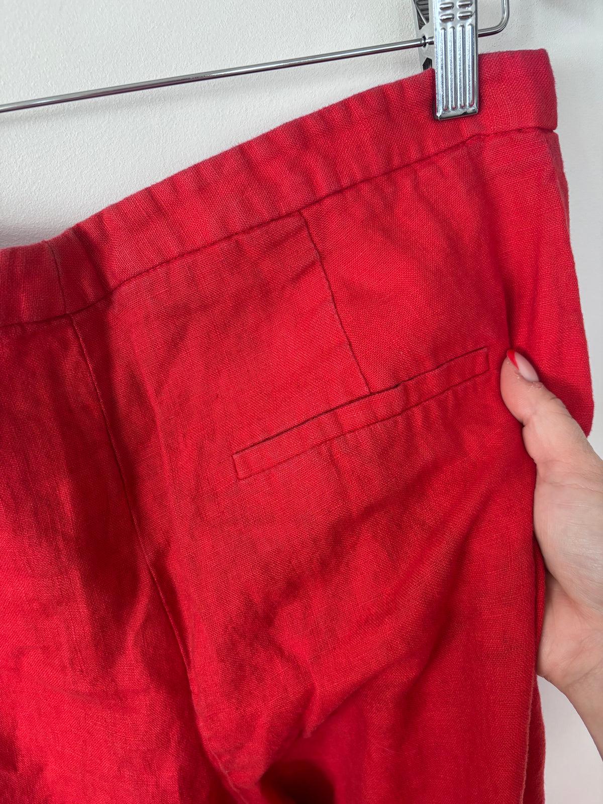 Mango Linen Wide Leg Pants in Red | Sz 10