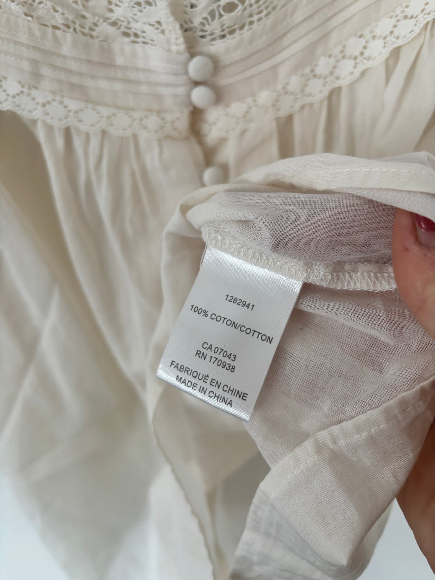 White LaceJoie Blouse | Sz Small (fits big) (J62BC5)