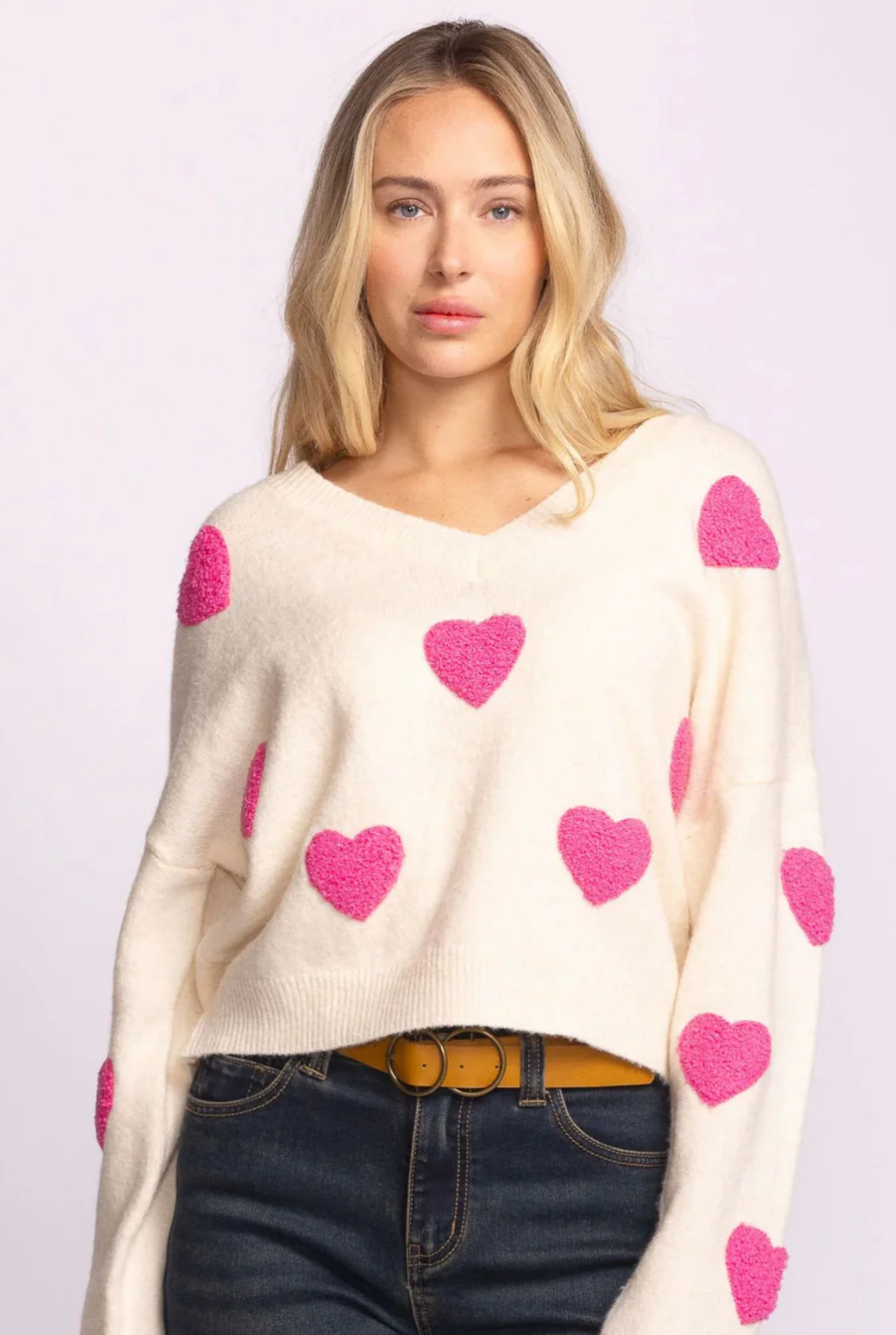 Pink Martini Espera Sweater Off White/Pink | Sz Small (AG1)