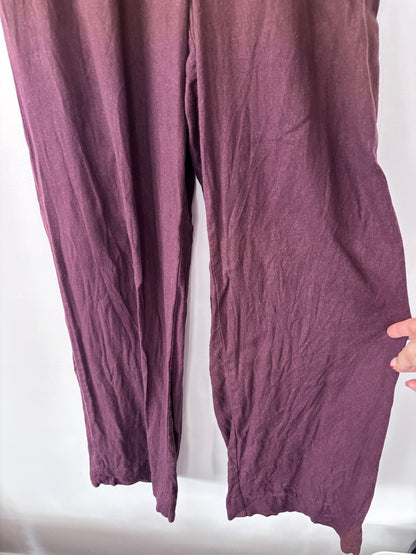 A New Day Linen Blend Brown Drawstring Pants | Sz XS (oversized)