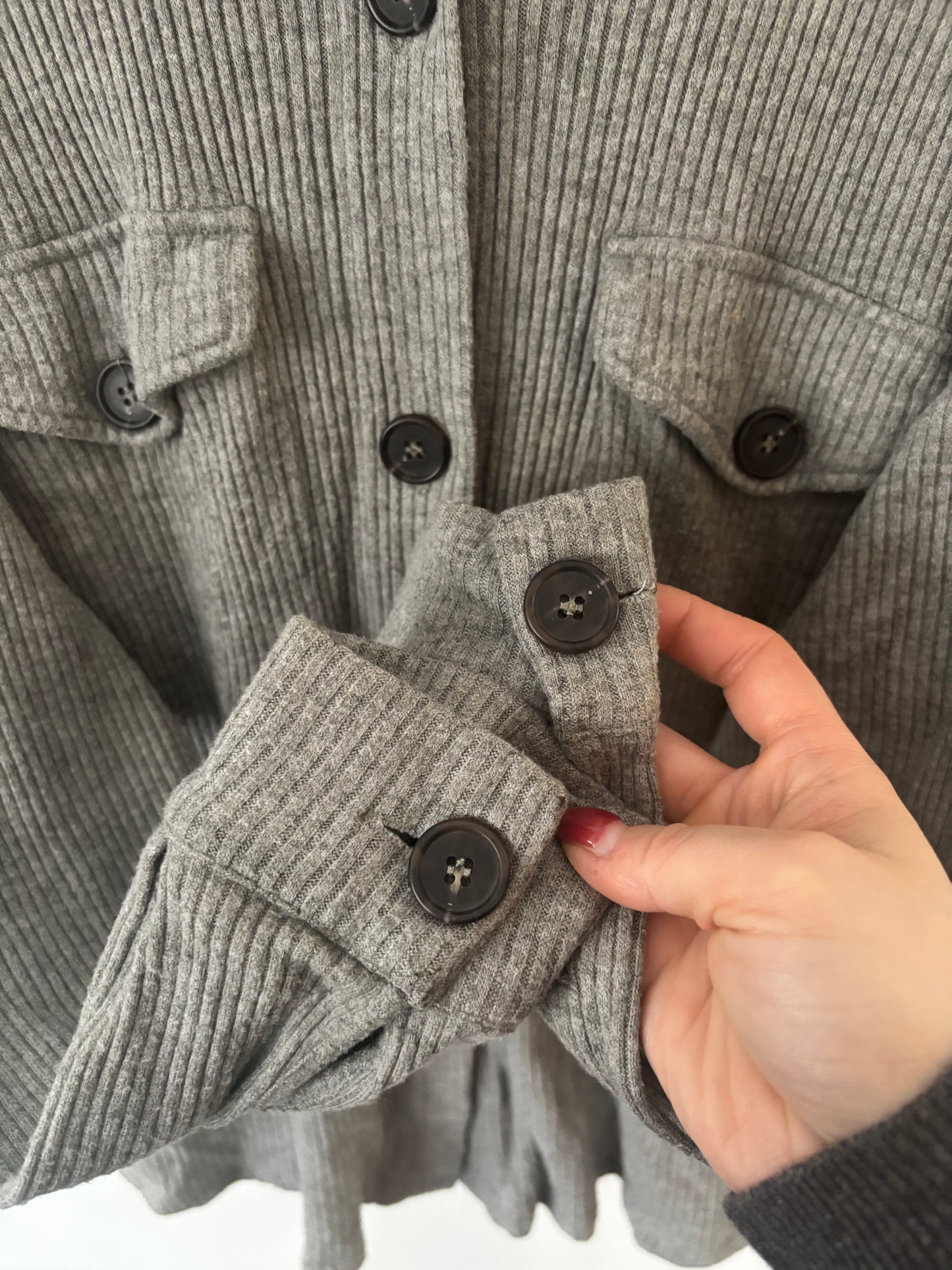 Zenana Grey Lightweight Shirt Jacket | Sz Medium (J84B8)