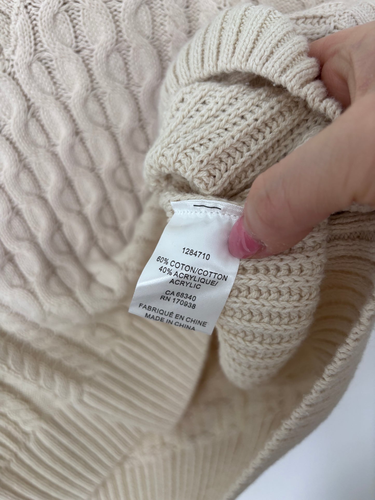 Maison d'Amelia Cream Sweater Vest | Sz Large (M07W2)