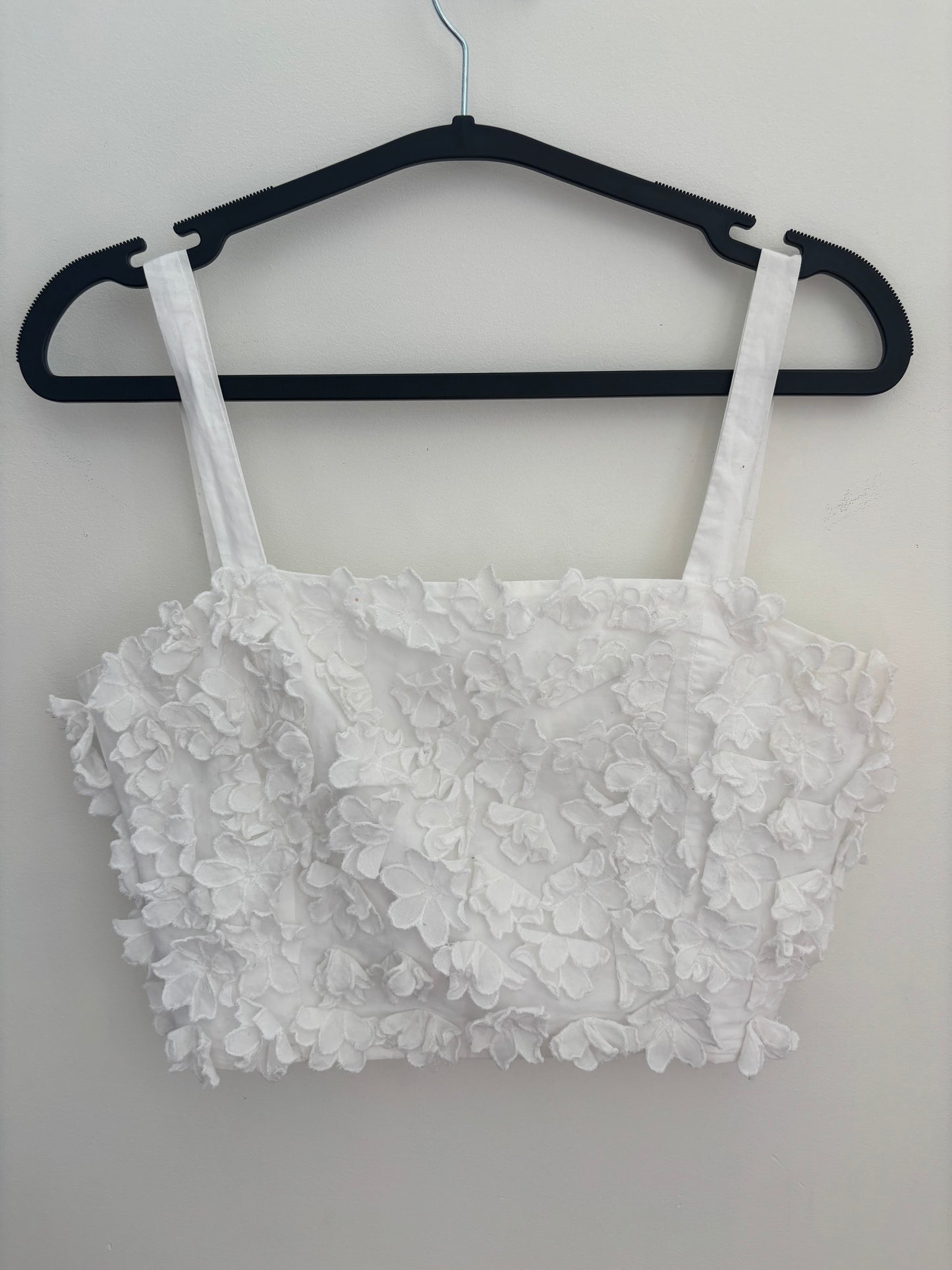 Zara Floral 3D Texture Weave Crop Top | Medium