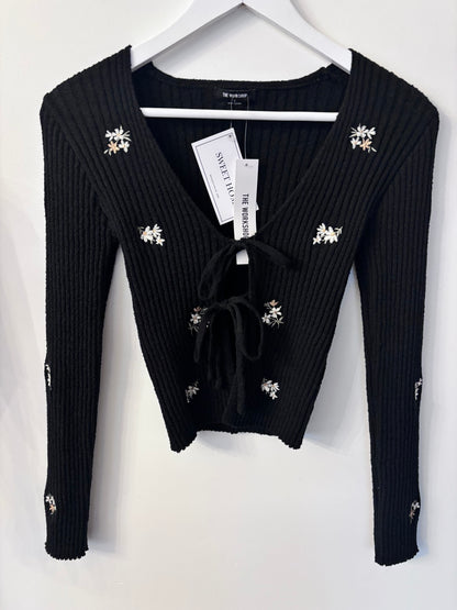 The WorkShop Tie Front Floral Cardigan | Sz Small