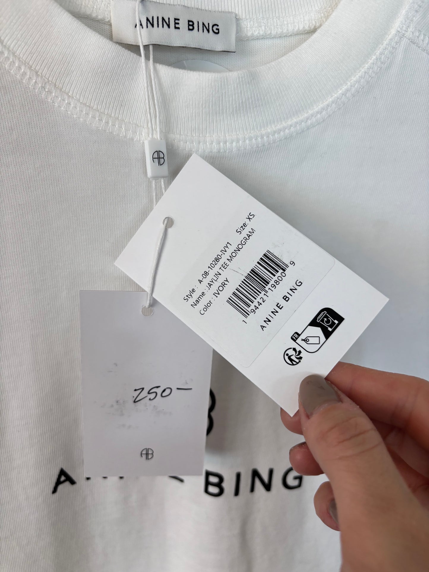 Anine Bing Jaylin Tee in Ivory NWT| Sz XS (oversized)