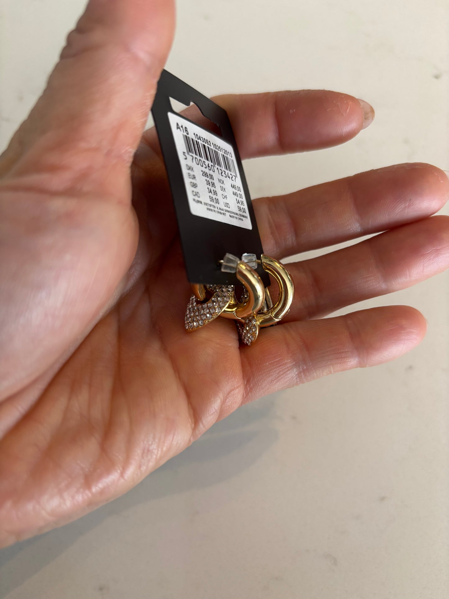 New Pilgrim DUNE crystal earrings gold-plated