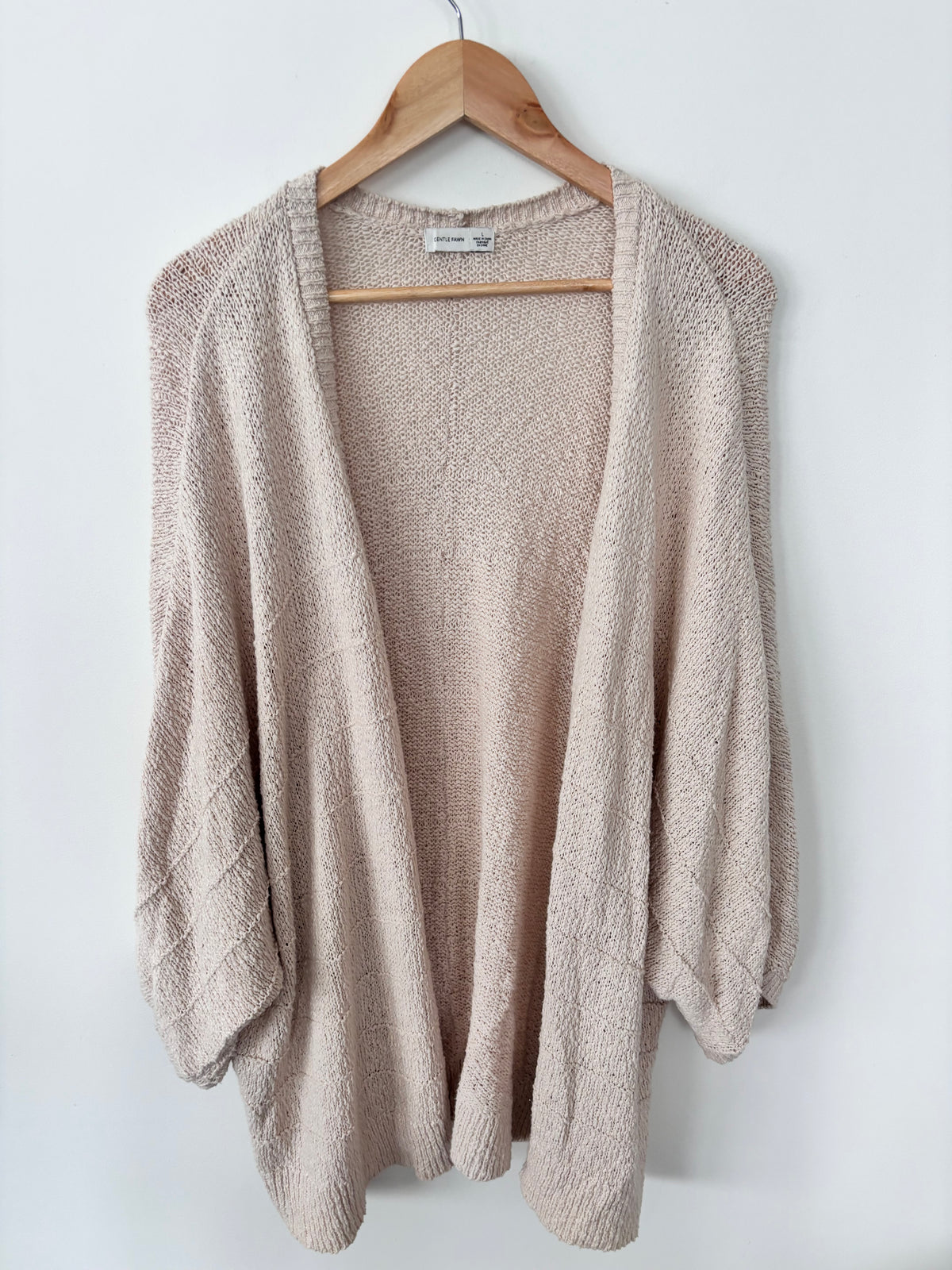Gentle Fawn Beige Textured Open Cardigan | Sz Large