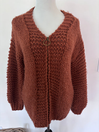 Jackson Rowe I See You Zipper Cardigan | Sz Small (Oversized)