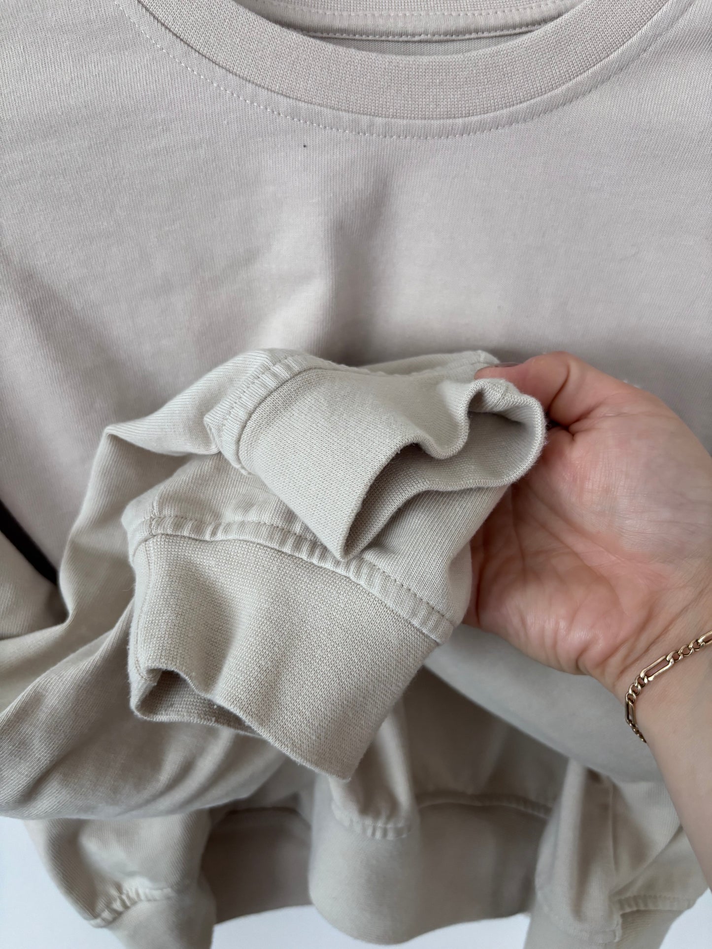 Roots Neutral Beige Cropped Crewneck Sweatshirt | Sz Small (matching shorts)