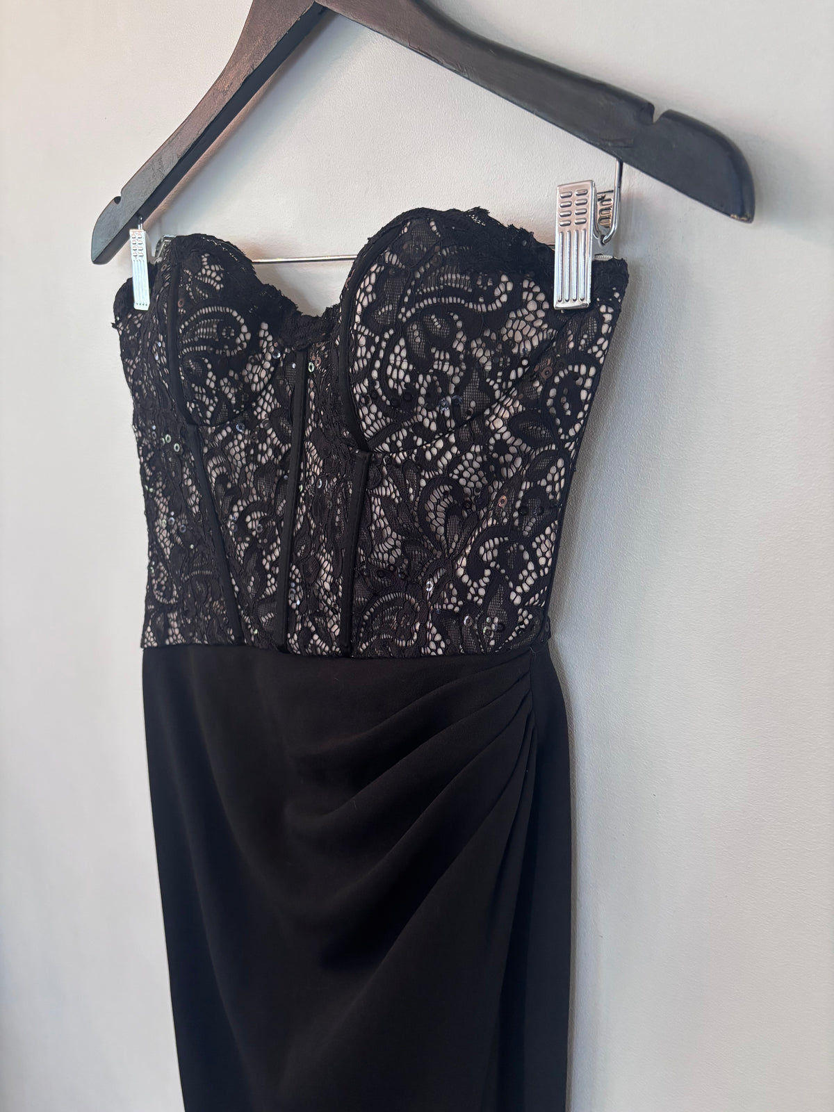Galina Signature Strapless Black Lace Gown | Sz 2
