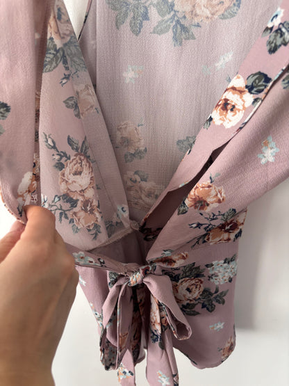 California Moonrise Floral Patterned Wrap Top | Sz Large