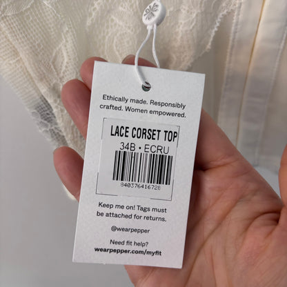 Pepper Lace Corset Top in Ecru | NWT Sz 34B (F01K6)