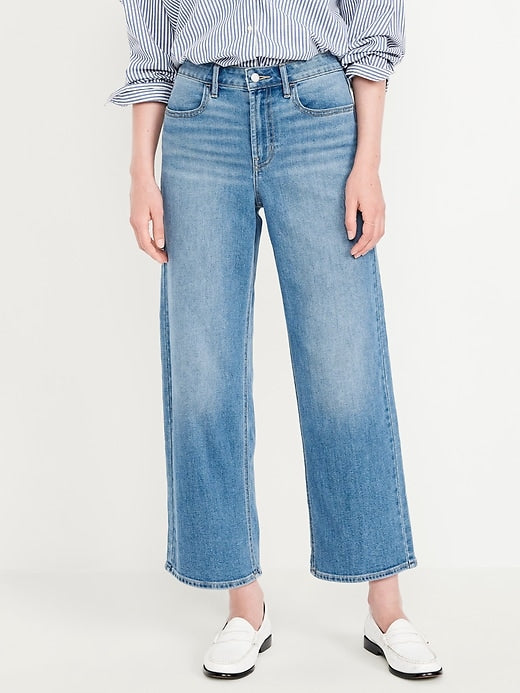 Old Navy *Medium Wash Cropped Wide Leg HR Jeans | Sz 14 or 32 (F151N18)