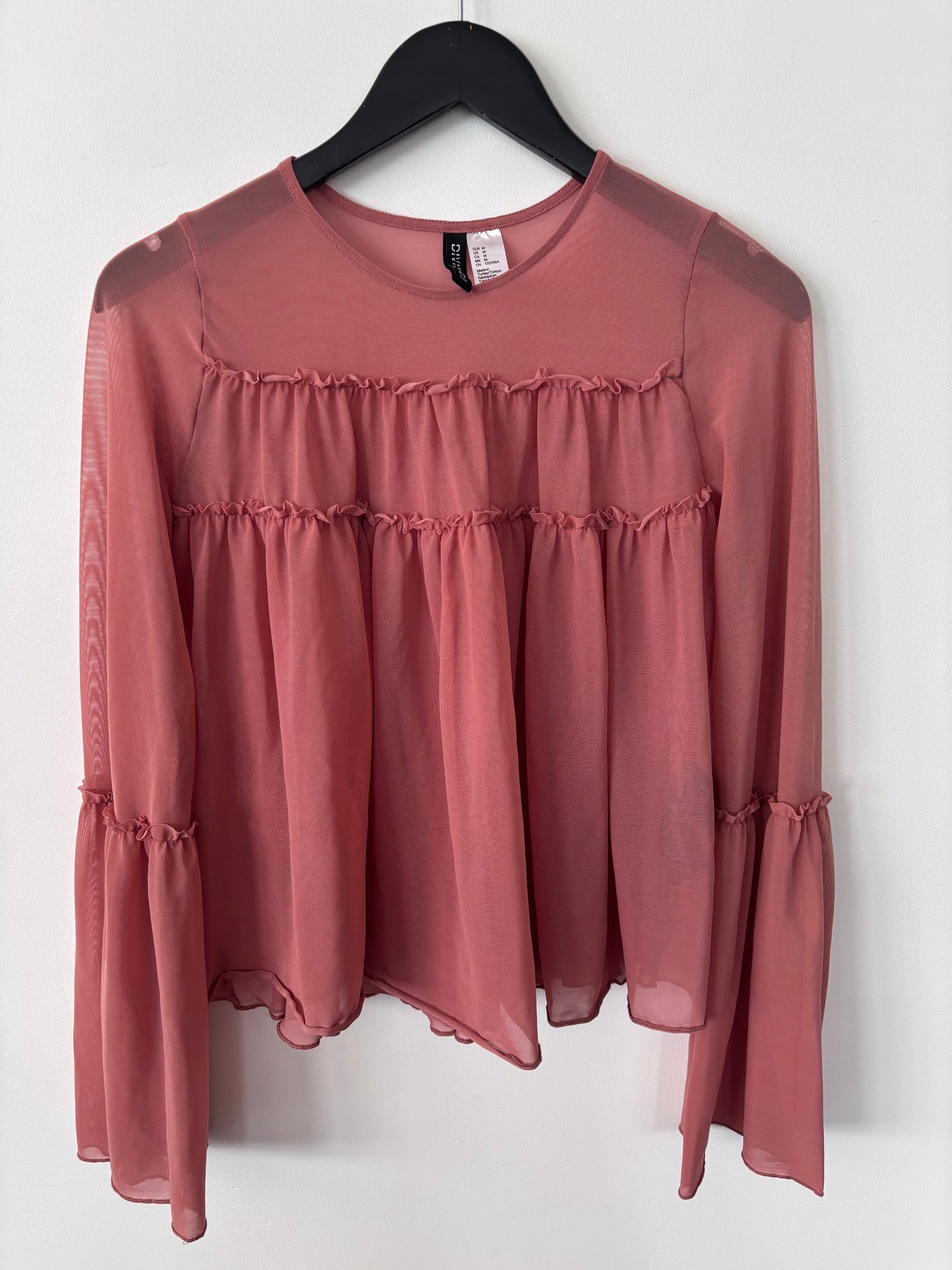 H&M Divided Sheer Ruffled Blouse | Sz Medium