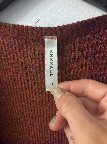 Bergundy Soft Longline Ribbed Cardigan | Sz Medium