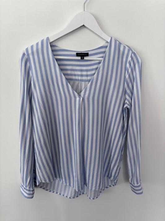 Dynamite Striped Vneck Top | Sz Small