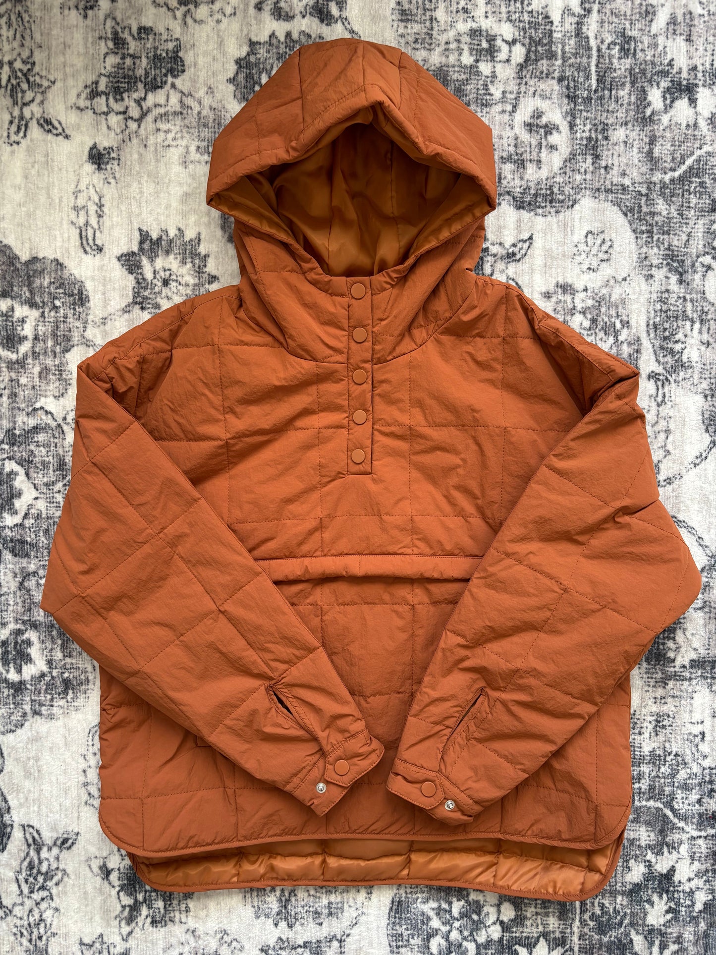 Orange Pullover Puffer Jacket | Small Oversized (May fit like large) (D007R5)