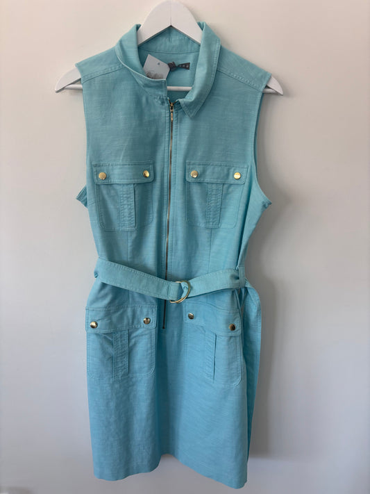 * CS Sharagano Belted Blue Dress | Sz 14 (M149N19)