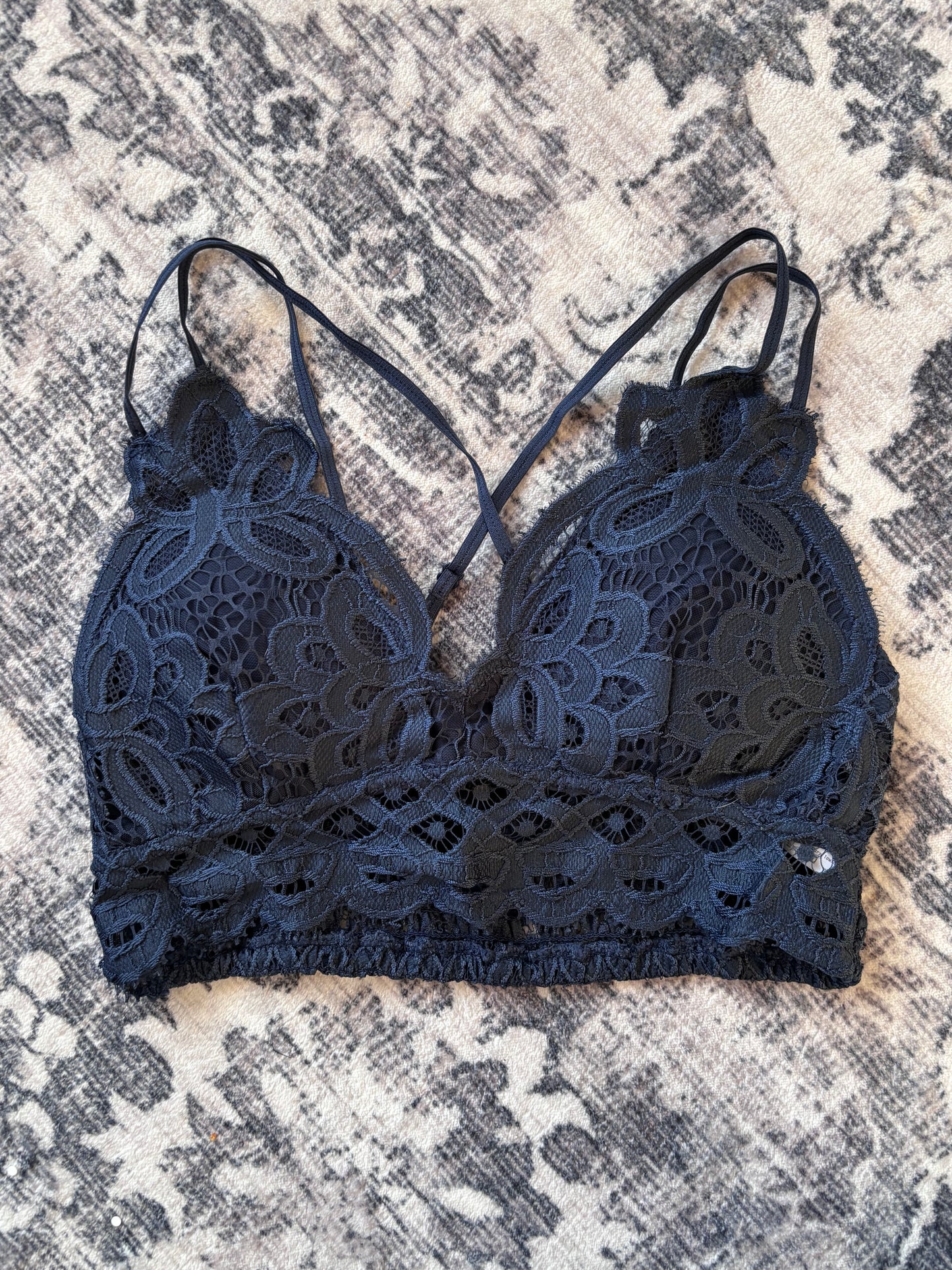 Anemone Navy Lace Bralette | Sz Small (M67A4)