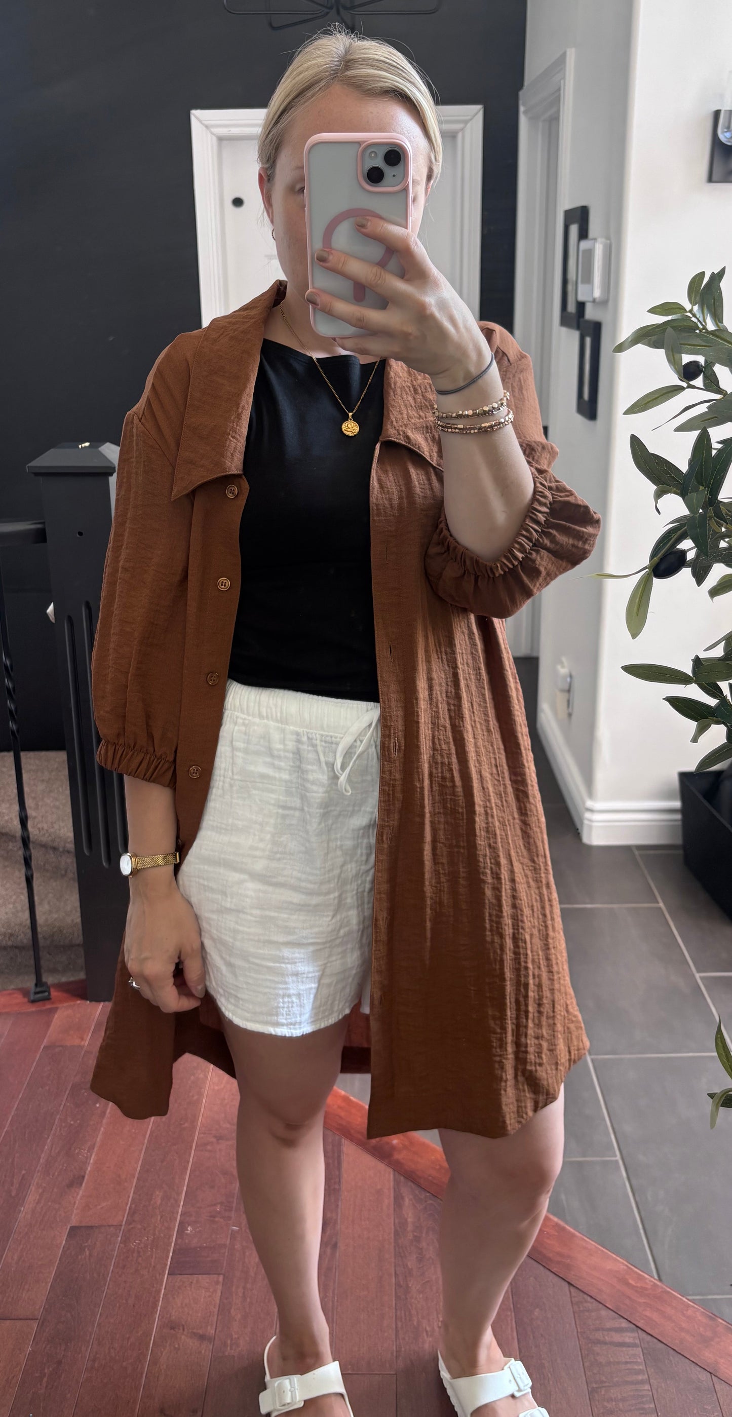 B. Young Bronze Button Up Shirt Dress | Sz M/L (10)