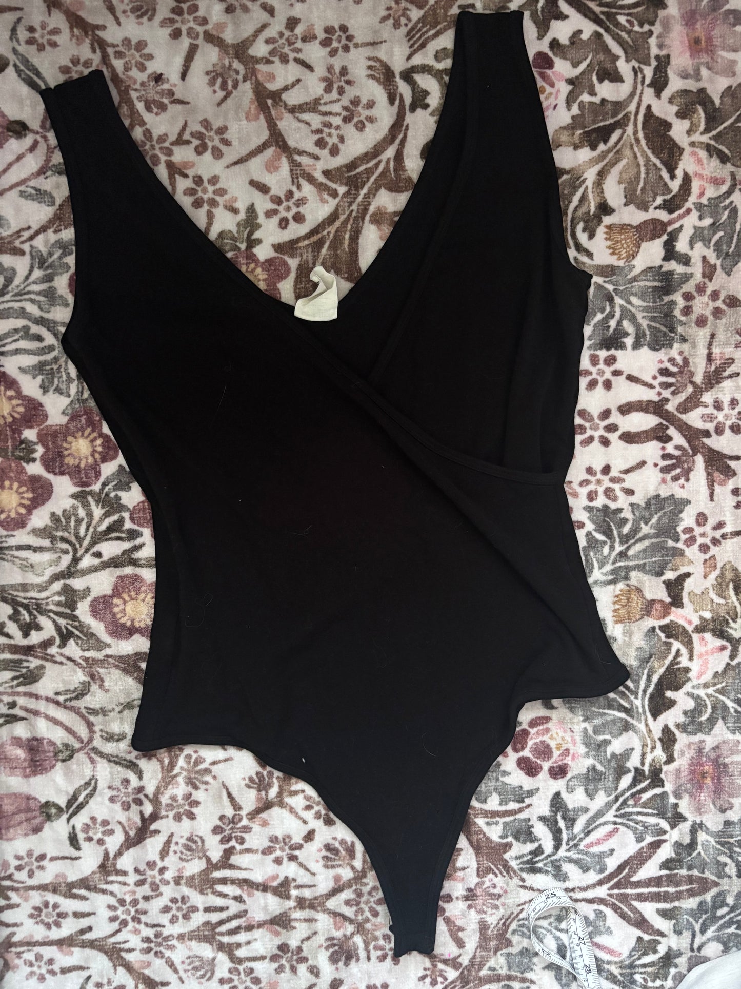 C'est Moi Wrap Front Black Bodysuit | Sz OS (Fits S-L)