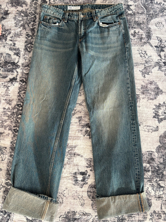 Zara Low Rise Vintage Wash Denim | Sz 8 (N64S20)