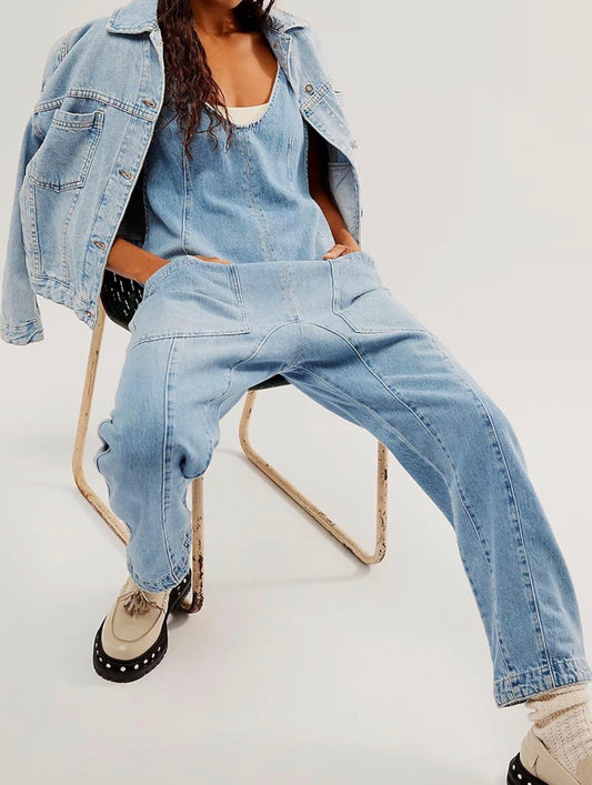 Oversized Denim Overalls ( | Sz Small (M75A4)