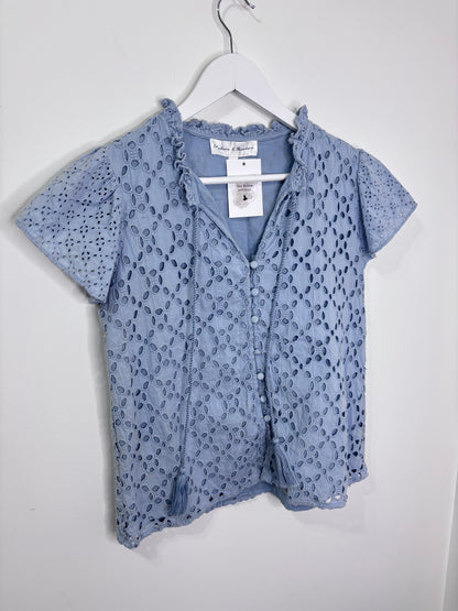 Chelsea & Theodore Cotton Eyelet Blouse | Sz XS
