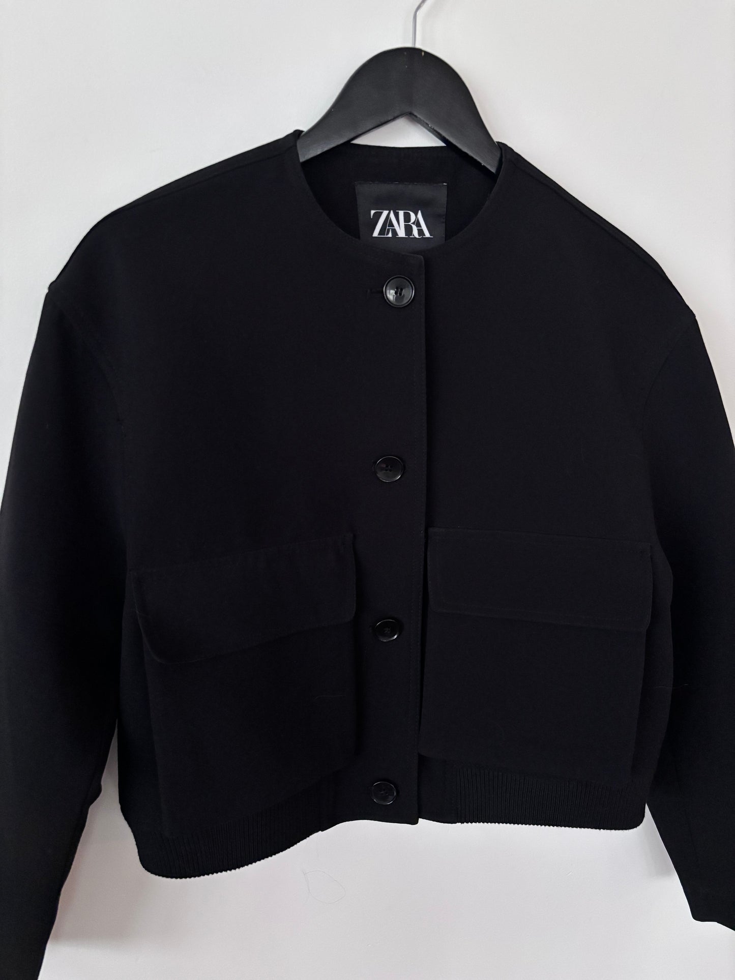 Zara Black Button Up Bomber Jacket | Sz Medium