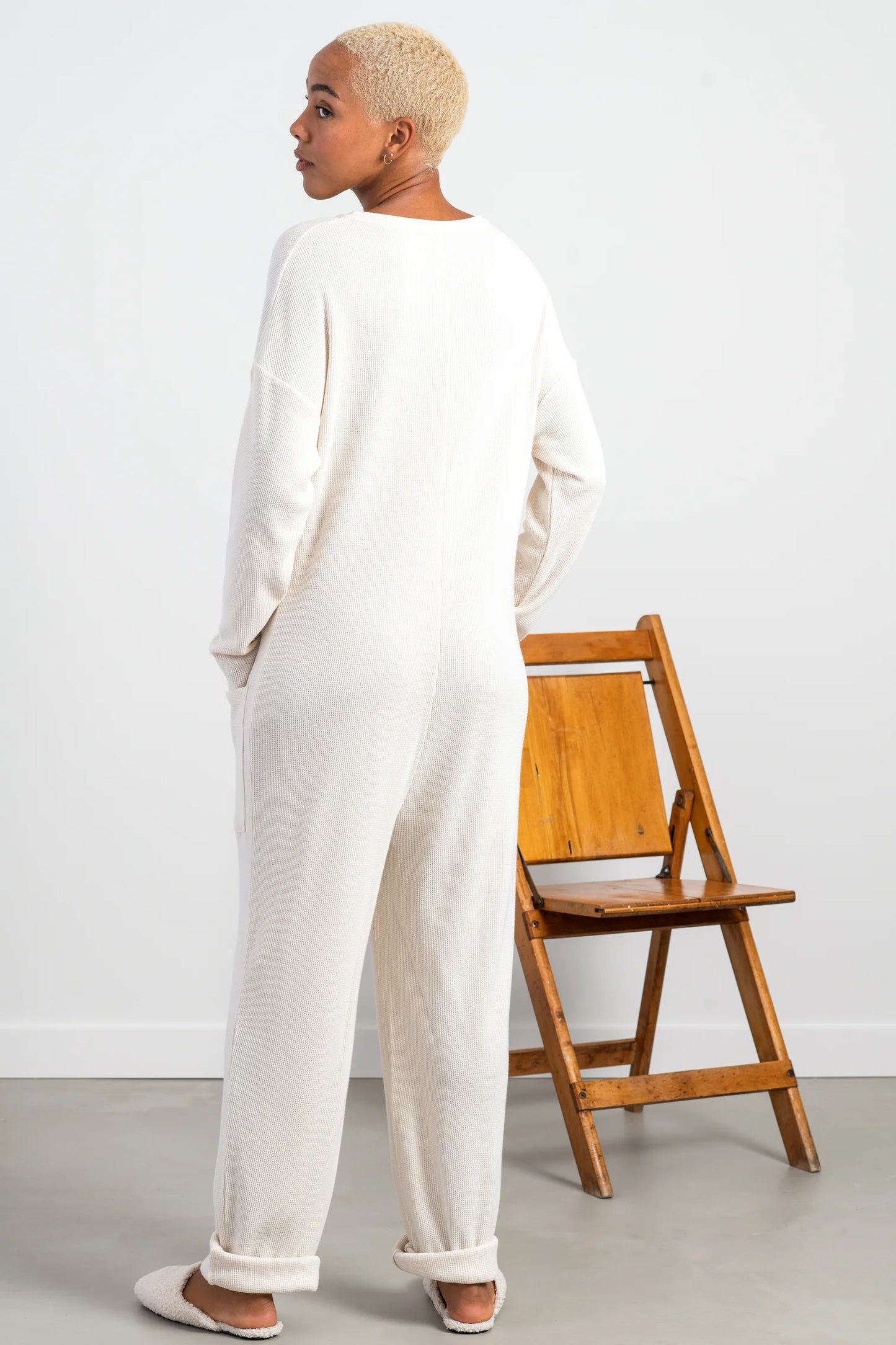 Paper Label Waffle Playsuit (natural) | Oversized Small