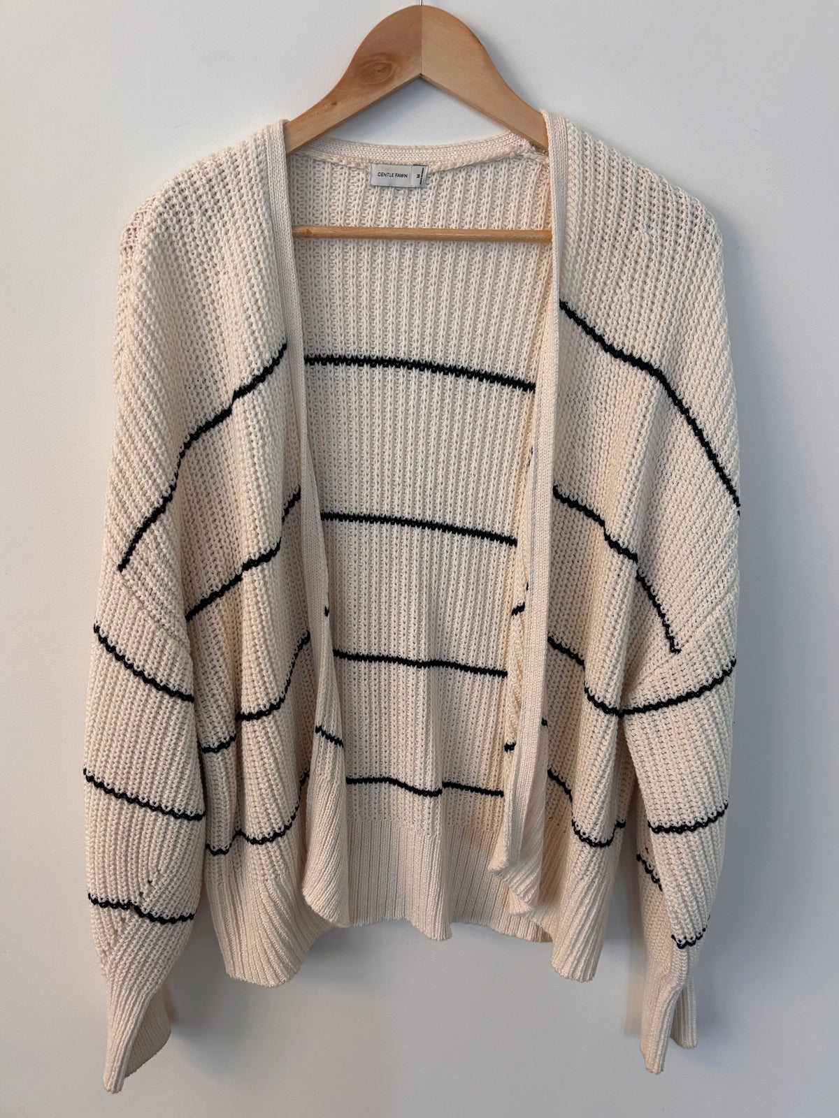 Gentle Fawn White Striped Open Cardigan | Sz Medium