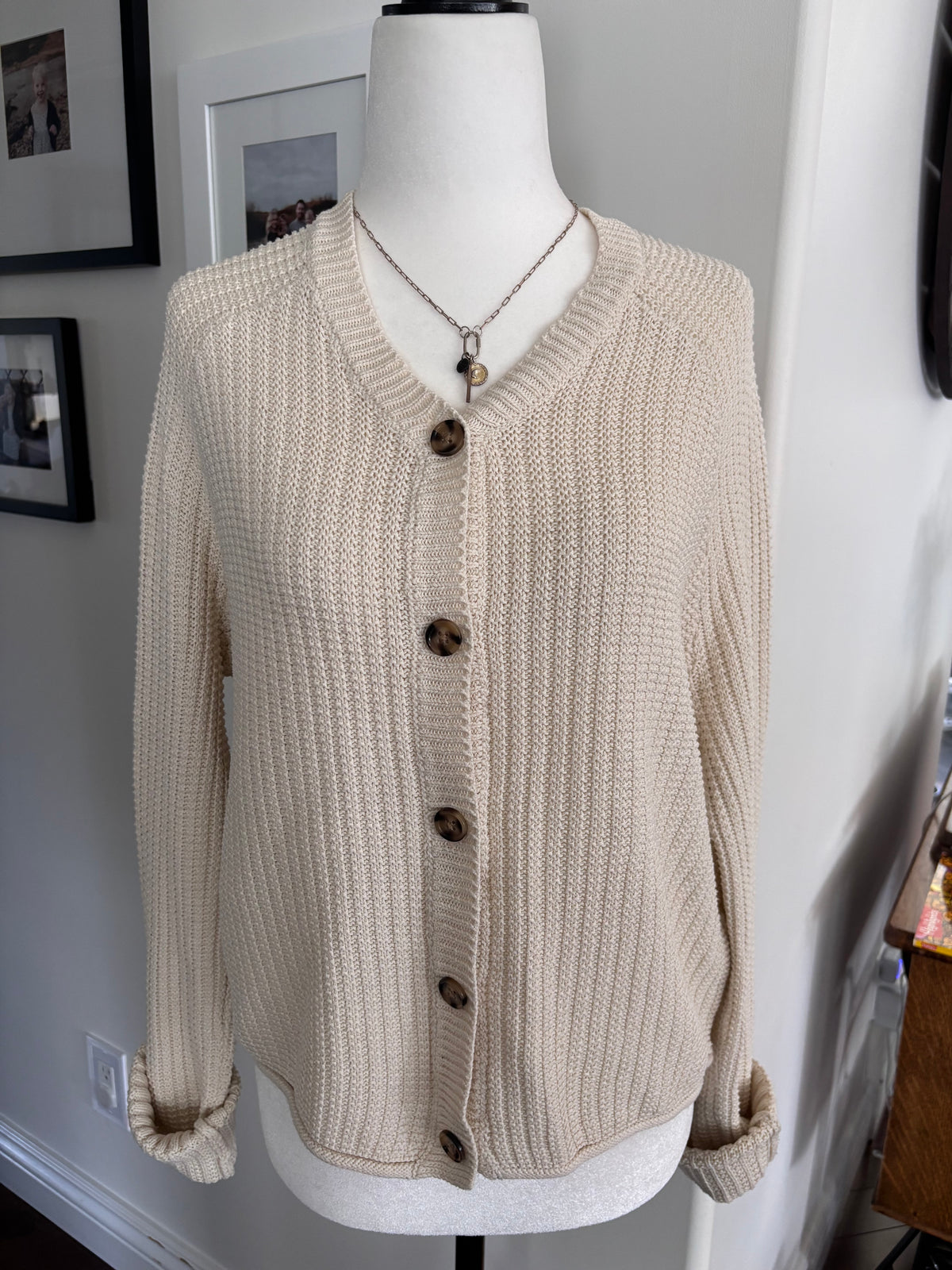 Jackson Rowe Cream Button Up Cardigan | Sz XS