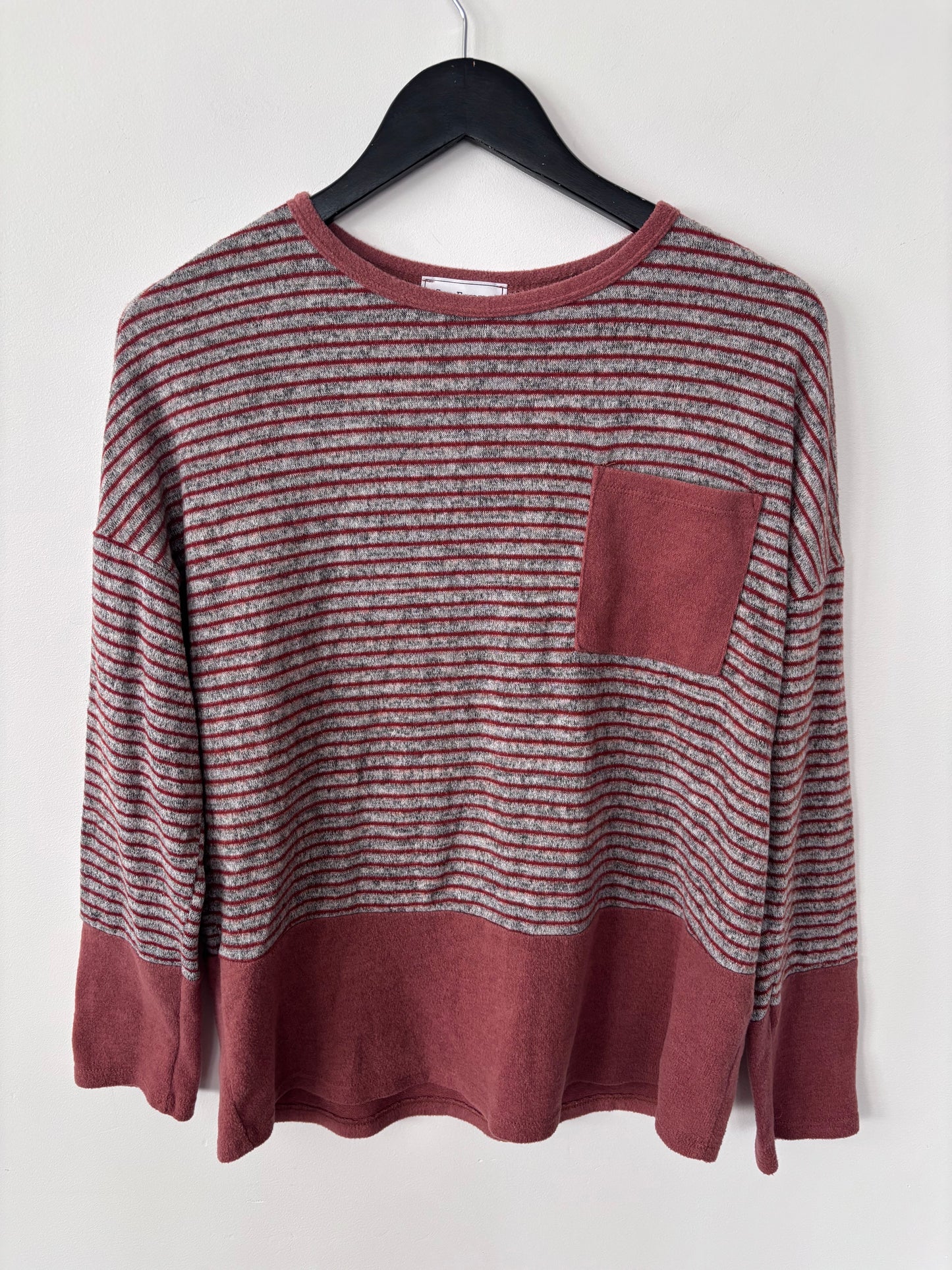 Ces Femme Red Striped Lightweight Sweater | Sz Medium