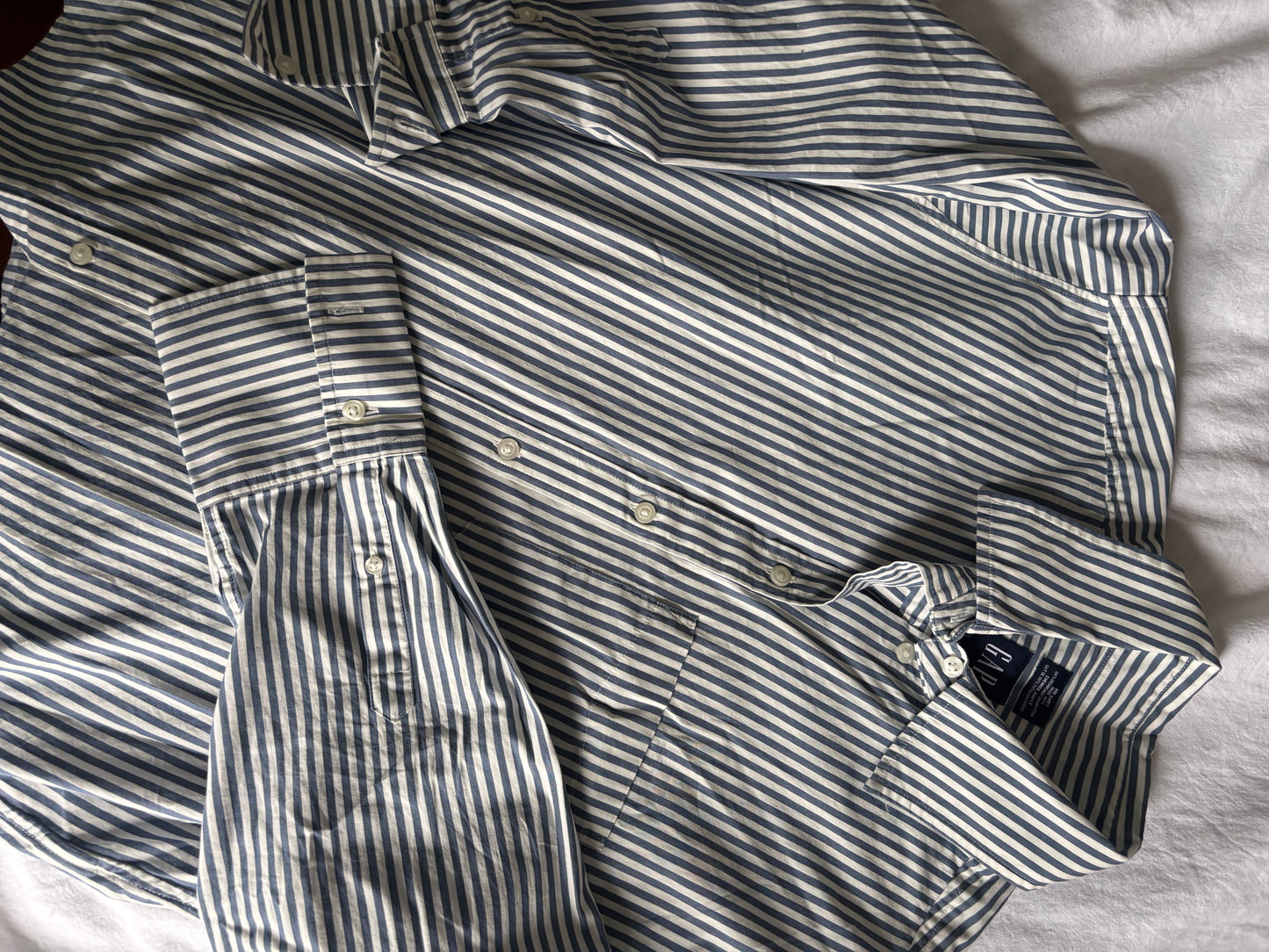 Gap Striped Blue/White Organic Poplin Big Shirt NWT | Sz XS (fits sz Medium)