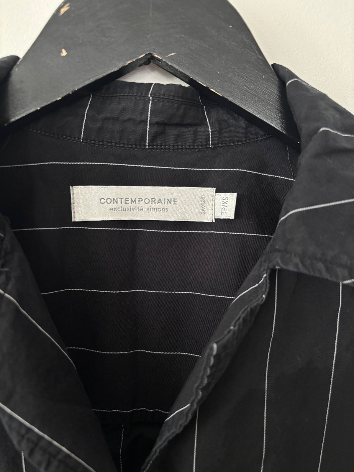 Contemporaine Boxy Pinstripe Poplin Top | Sz XS (oversized)