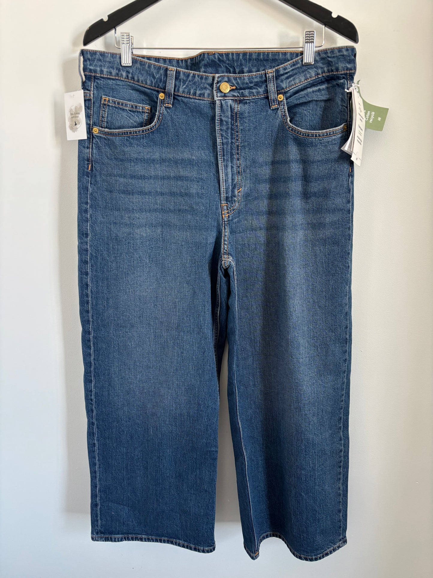 H&M &Denim NWT High Waist Wide Leg Cropped Jeans | Sz 33 or 16 (J153N19)