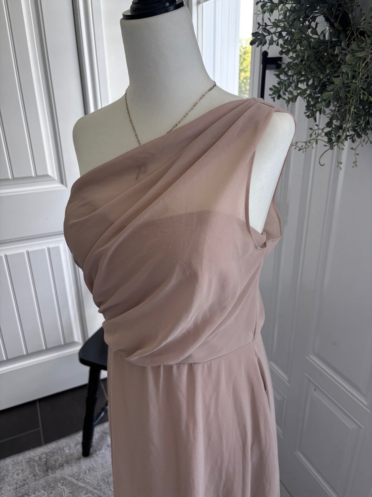 Birdy Grey Taupe Chiffon Dress (Kira) | Sz Large