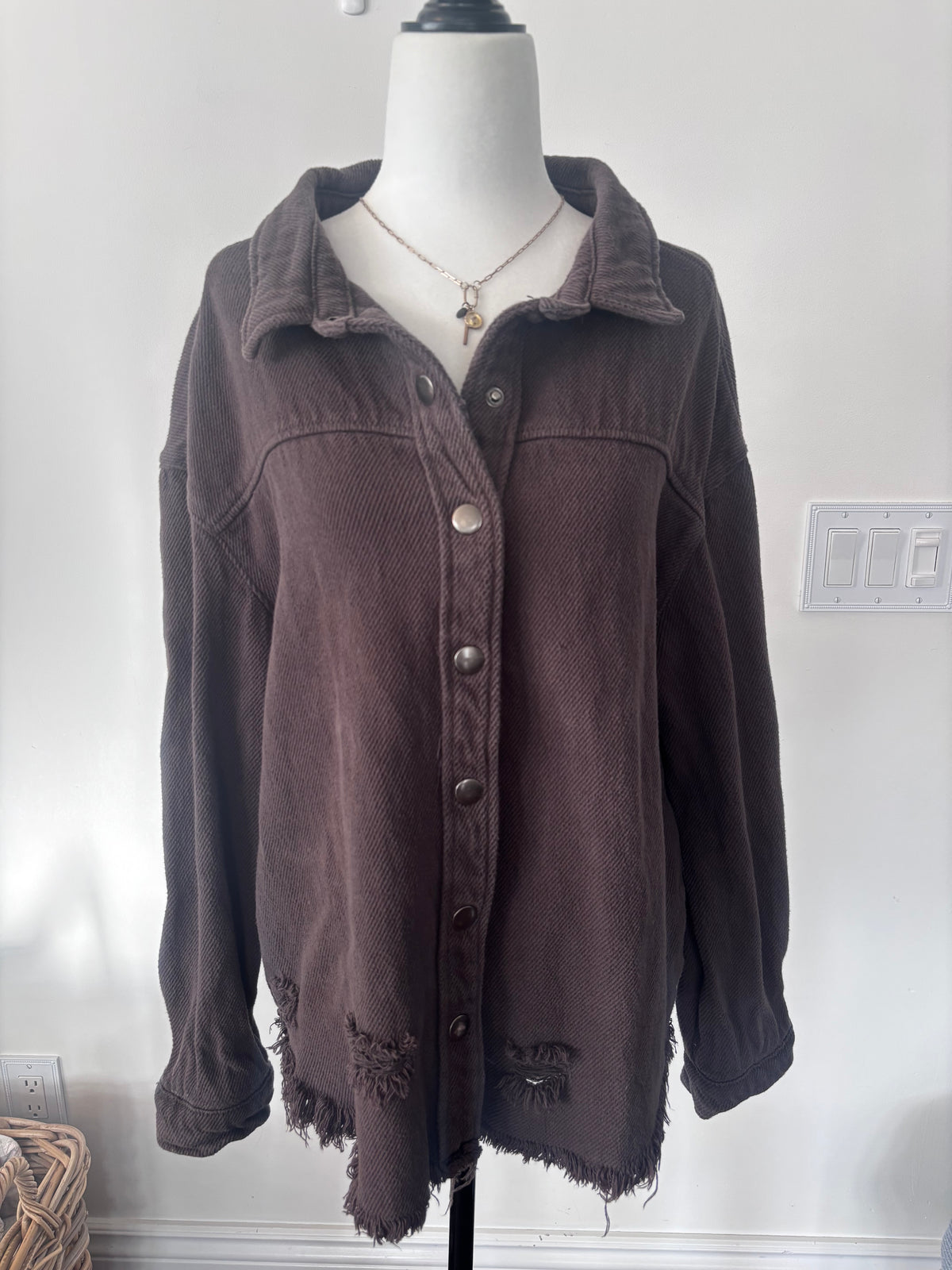Golden (Elle's Boutique) Cotton Brown Shirt Jacket | Sz Small/Medium