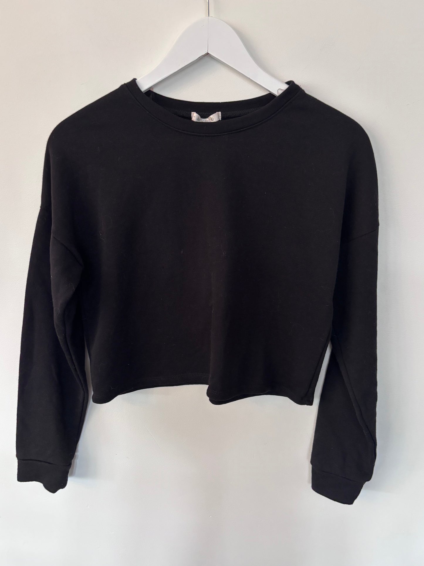 Bozzolo Cropped Black Crewneck | Small (oversized)