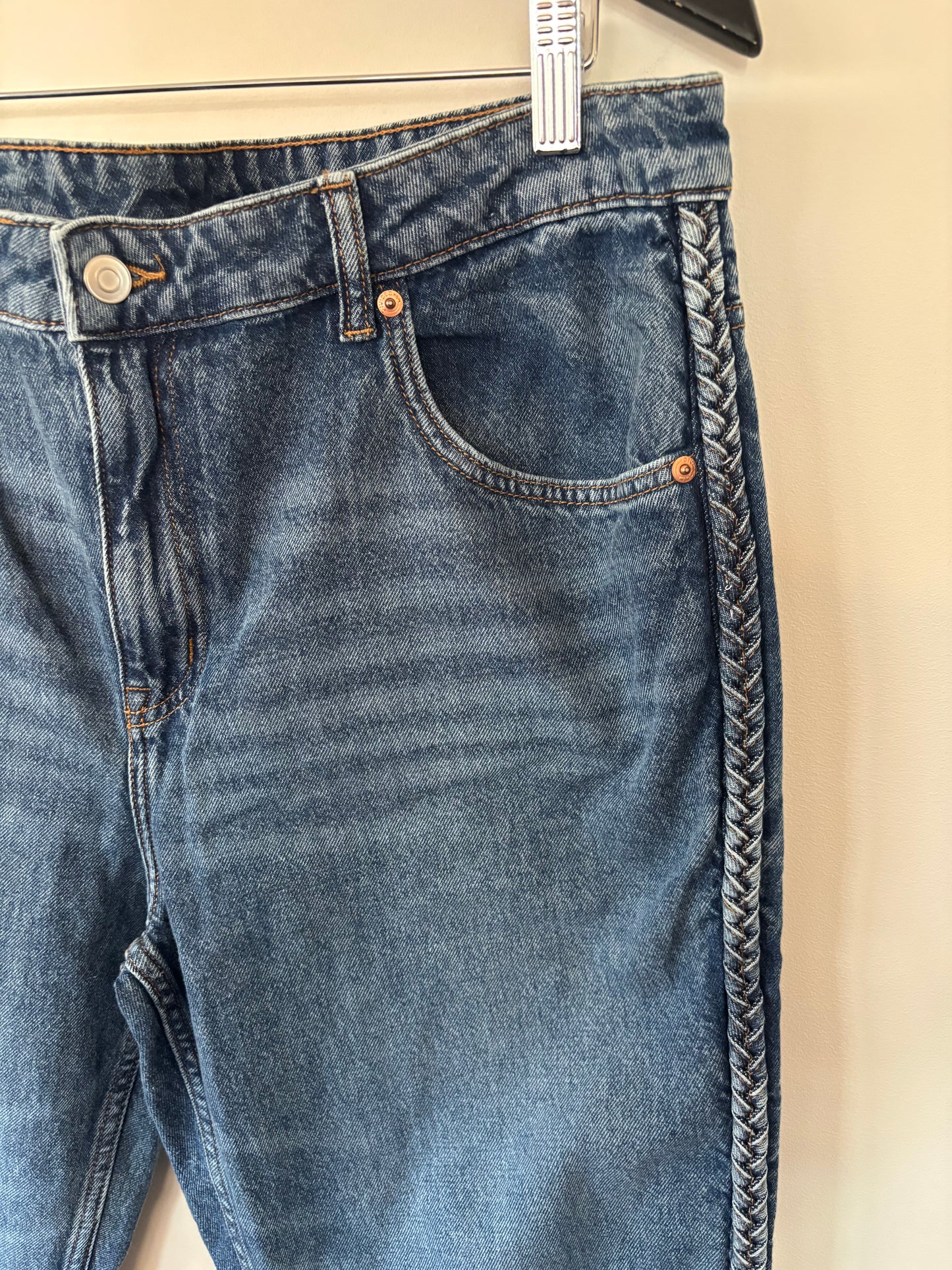 H&M Straight HR Braided Cropped Jeans | Sz 16 NWT (N04N18)