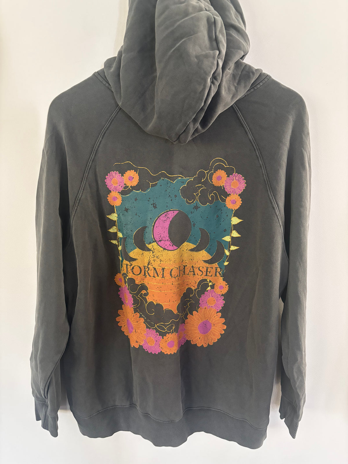Jackson Rowe "Storm Chaser" Hoodie in Washed Black | Sz Small (oversized)