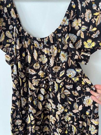 Old Navy Tiered Off Shoulder Brown Floral Dress NWT | Sz Medium